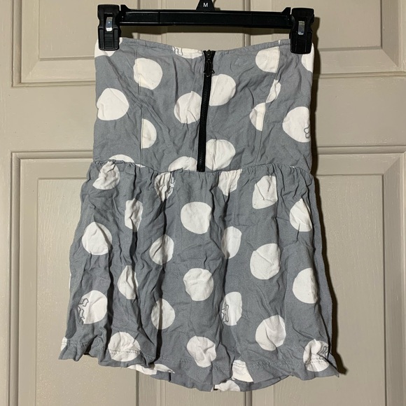 FOX tube top zip up zipper front grey white polka dots 
Small S - Picture 1 of 5
